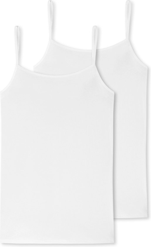 SCHIESSER 95/5 singlet (2-pack) - dames spaghettitop biologisch katoen wit - Maat: 38