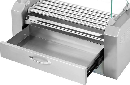 Royal Catering Hotdoggrill - 5 rollen - opwarmlade - roestvrij staal - Royal Catering