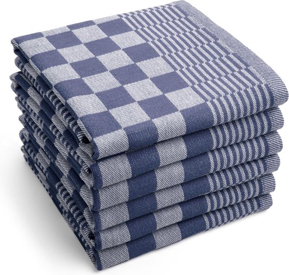 Theedoekenset Blok Blauw - 65x65 – 6 stuks - Geblokt - Blokdoeken - 100% katoen - Horeca Theedoeken – vaatdoek – theedoek geruit