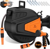 Bol.com KESSER® Tuinslanghaspel Automatische Wandslangenbox inclusief 20 meter Tuinslang en Muurbevestiging - Oranje aanbieding
