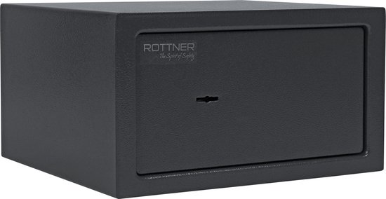 Gesloten antracietgrijze Rottner meubelkluis Noah 2 met sleutelgat.