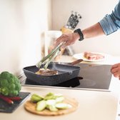 Grillpan, inductie, 28 cm, anti-aanbaklaag, gegoten aluminium steakpan met afneembare handgreep, ovenvaste grillpan voor gas-inductie en meer, perfect voor het grillen van je gerechten