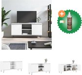 vidaXL Tv-meubel 104x35x50 cm bewerkt hout wit - Kast - Inclusief Houtreiniger en verfrisser