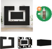 vidaXL 6-delige Tv-meubelset spaanplaat zwart - Kast - Inclusief Houtreiniger en verfrisser
