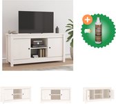 vidaXL Tv-meubel 103x36-5x52 cm massief grenenhout wit - Kast - Inclusief Houtreiniger en verfrisser