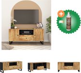 vidaXL Tv-meubel 105x33-5x46 cm massief mangohout en bewerkt hout - Kast - Inclusief Houtreiniger en verfrisser