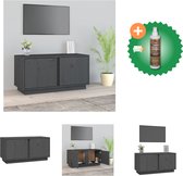 vidaXL Tv-meubel 80x35x40-5 cm massief grenenhout grijs - Kast - Inclusief Houtreiniger en verfrisser
