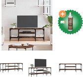 vidaXL Tv-meubel 121x35x45 cm bewerkt hout en ijzer gerookt eikenkleur - Kast - Inclusief Houtreiniger en verfrisser