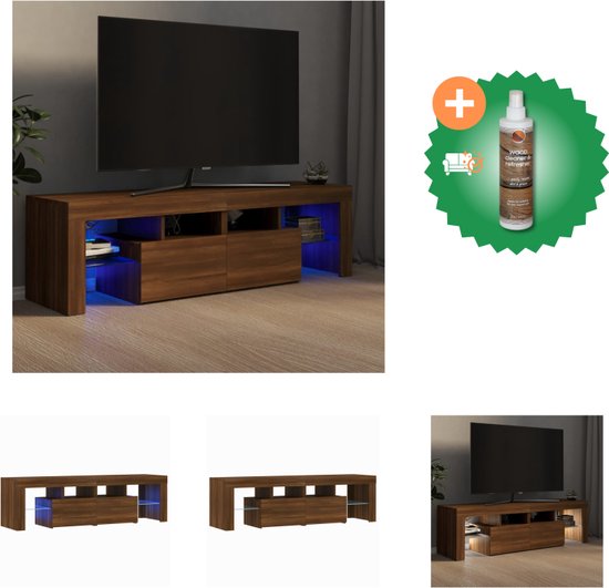 vidaXL Tv-meubel LED-verlichting 140x36-5x40 cm bruineikenkleurig - Kast - Inclusief Houtreiniger en verfrisser