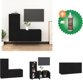 vidaXL 2-delige Tv-meubelset bewerkt hout zwart - Kast - Inclusief Houtreiniger en verfrisser