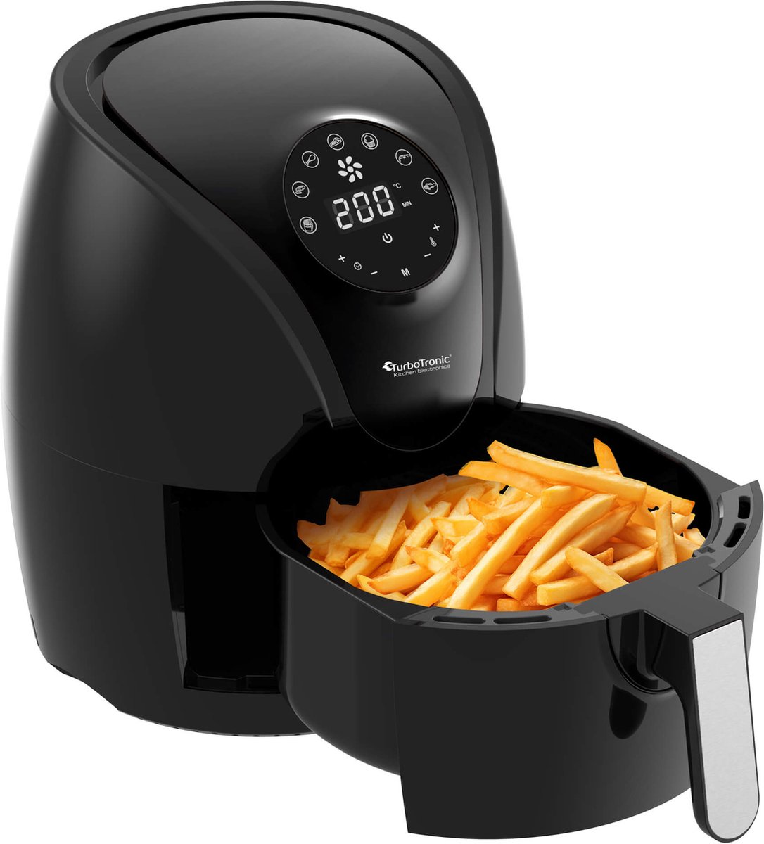 Afbeelding 3 van TurboTronic AF9D Digitale Airfryer - Heteluchtfriteuse - 3,5 Liter - Zwart/Zilver