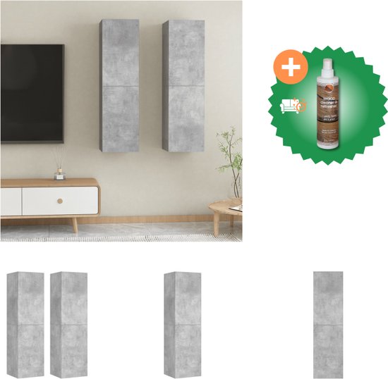 vidaXL Tv-meubelen 2 st 30-5x30x110 cm spaanplaat betongrijs - Kast - Inclusief Houtreiniger en verfrisser