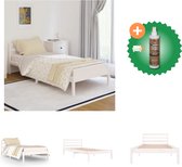 vidaXL Houten Bedframe - Modern - Slaapkamer - Afmetingen- 205.5 x 95.5 x 69.5 cm - Kleur- Wit - Materiaal- Massief grenenhout - Bed - Inclusief Houtreiniger en verfrisser