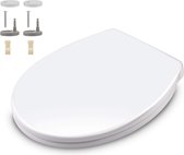 toilet seat with soft-close mechanism, toilet lid with quick release, easy to clean, antibacterial toilet seat, O-shaped toilet seat with adjustable hinges, white (440 x 375 x 54mm)