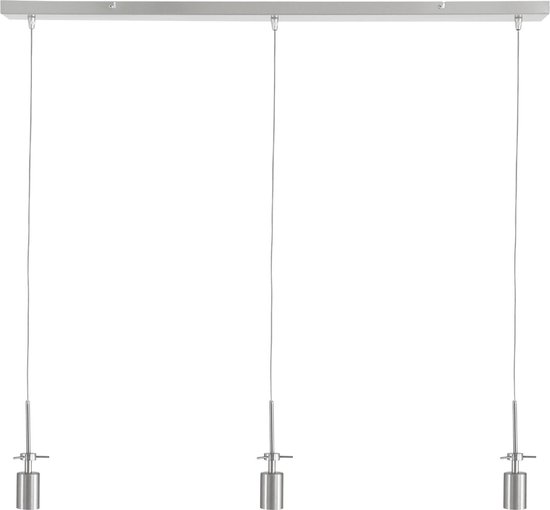 Moderne hanglamp Glass light | 1 lichts | staal geborsteld | product_lengte 100 cm | Ø 8 cm | E27 fitting | max hoogte 150 cm | woonkamer / eetkamer | transparante kabel