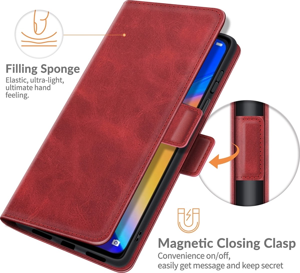Mobigear Telefoonhoesje geschikt voor TCL 20 SE Hoesje | Mobigear Slim Magnet Bookcase Portemonnee | Pasjeshouder voor 3 Pasjes | Telefoonhoesje voor Pinpas / OV Kaart / Rijbewijs - Rood — cadeau in Cadeau-ideeën - foto 5