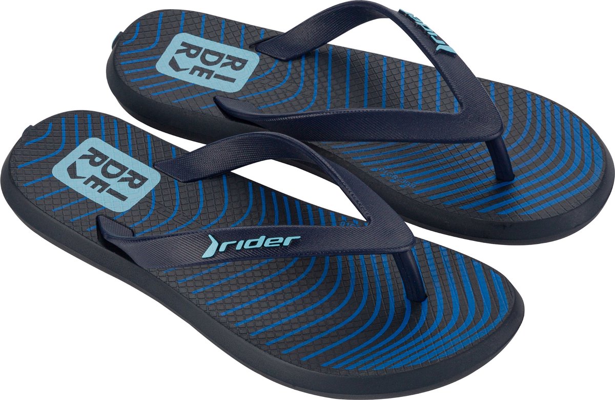 Rider R1 Style Kids Slippers Heren Junior - Black/Blue - Maat 30