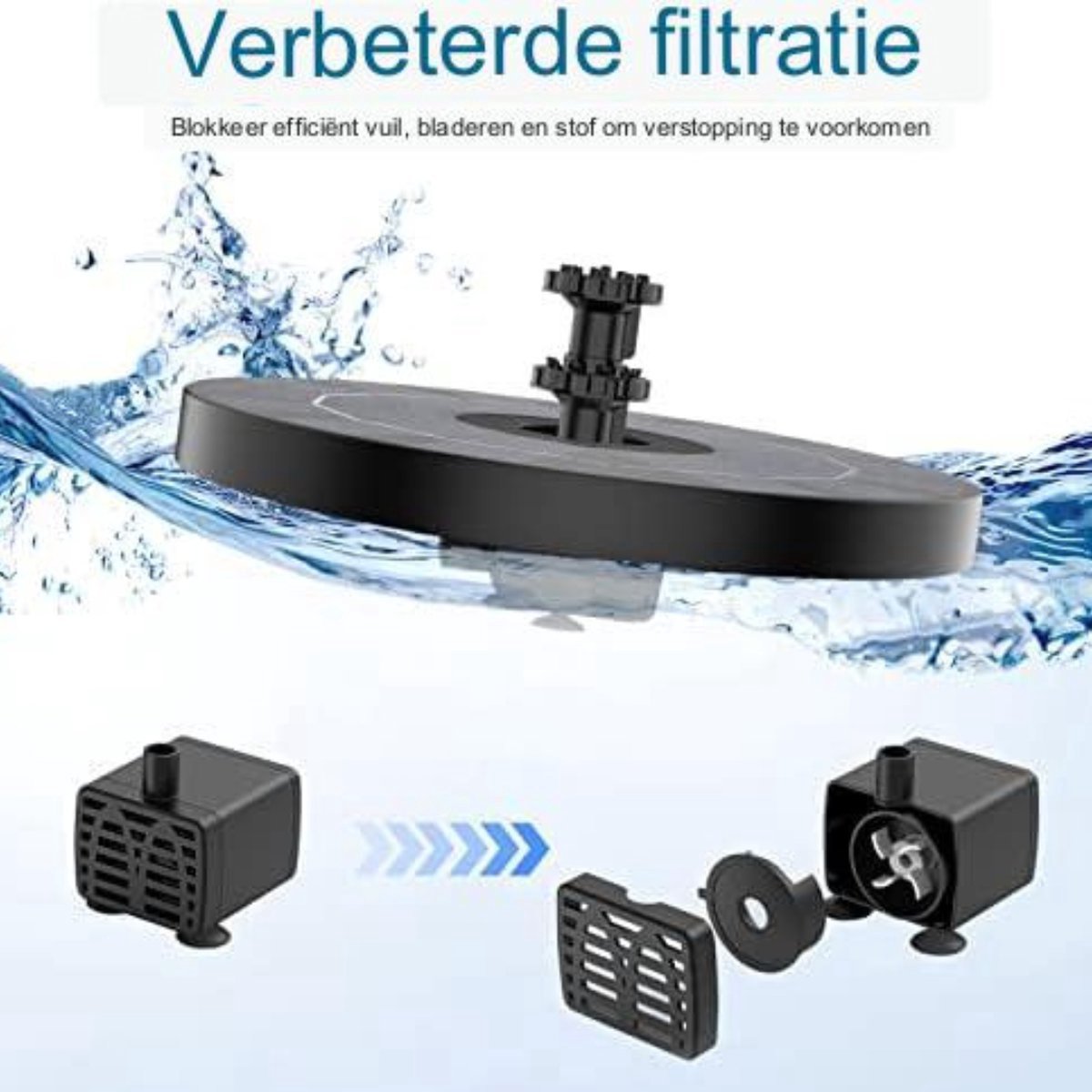 Fontein op Zonne-energie - 13 cm dia - solar - tuin - balkon - vijver