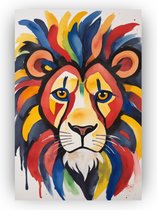 Lion coloré - Peinture aquarelle - Peinture lion - Peinture rurale - Toile Décoration murale - Décoration murale chambre - 50 x 70 cm 18mm