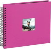 Fotoalbum 28 x 24 cm (spiraal album met 50 zwarte pagina's, fotoboek met pergamijn scheidingsbladen, album om in te plakken en zelf vorm te geven) roze