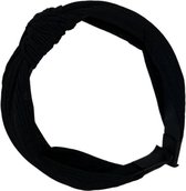 Diadeem - haarband van stof met knoop - kinderen/meisjes/dames – zwart