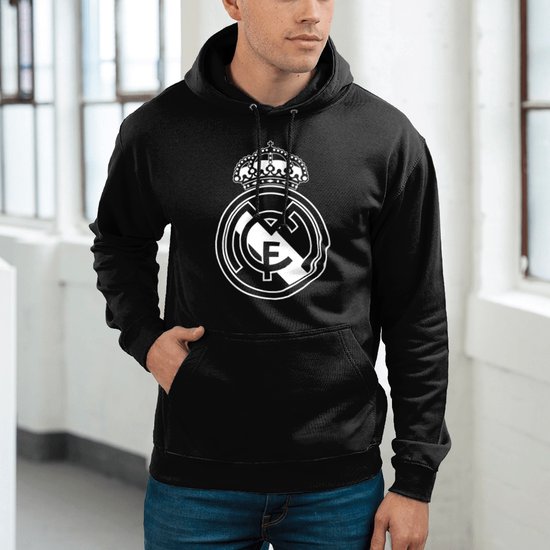 Sweat à capuche Real Madrid - Logo - Pull - Survêtement - Pull - Madrid - UEFA - Champions League - Voetbal - Zwart - Homme - Coupe Regular - Taille S
