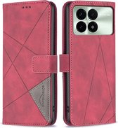 BINFEN Geometric Book Case - Geschikt voor Xiaomi Poco X6 Pro 5G Hoesje - Rood