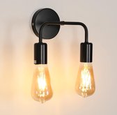 Goeco Wandlamp - 18.5cm - Klein - E27 - Zwarte - Industriële Metalen Binnenwandlamp - Zonder Lamp