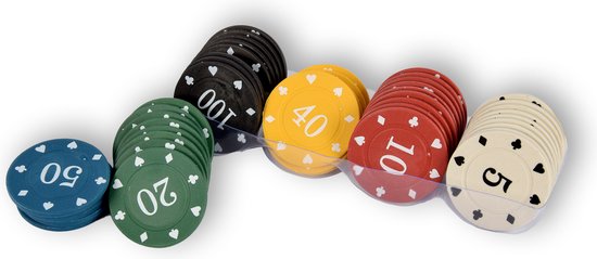 Pokerset - 48 Stuks poker chips - Poker set voor kaartspel, pokerspel en casino - pokerchips voor pokeren