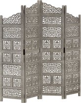 vidaXL-Kamerscherm-4-panelen-handgesneden-160x165-cm-mangohout-grijs