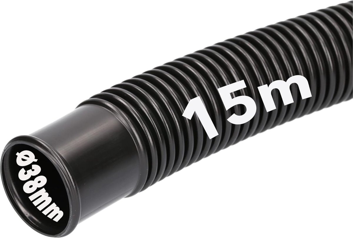 Tuyau De Piscine 15 M X 38 Mm – Flexible Résistant Au Chlore, Sectionnable, Made In Germany – Noir