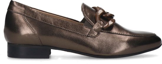 Manfield - Dames - Bronskleurige loafers met chain - Maat 37