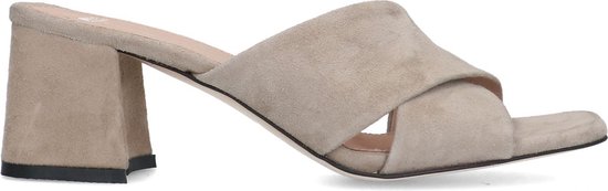 Manfield - Dames - Beige suède sandalen met hak - Maat 38