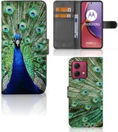 Wallet Book Case Geschikt voor Motorola Moto G84 GSM Hoesje Pauw
