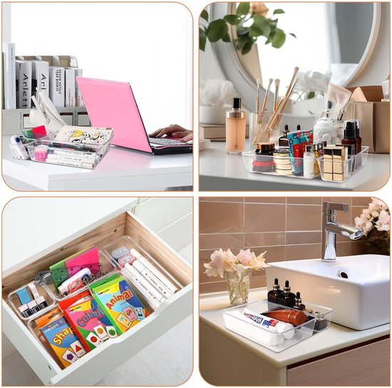 Captainfive 15 stuks lade-organizer voor 100 x 58 cm laden, stapelbare vilten opbergdozen, lade-opbergsysteem voor bureau, make-uptafel, nachtkastje, kast (lichtgrijs