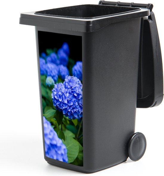Autocollant pour contenant Gros plan sur des fleurs d'hortensia bleues - 38 x 80 cm - Autocollant Kliko