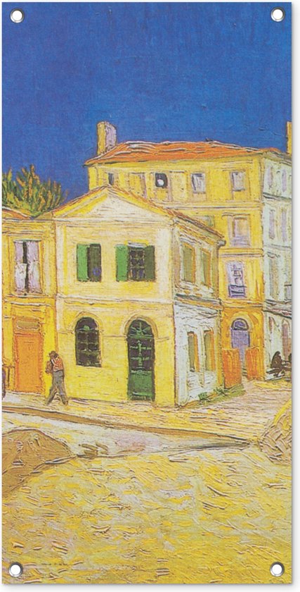 Tuinposter Het gele huis - Vincent van Gogh - 40x80 cm - Wanddecoratie Buiten - Tuinposter - Tuindoek - Schuttingposter - Tuinschilderij
