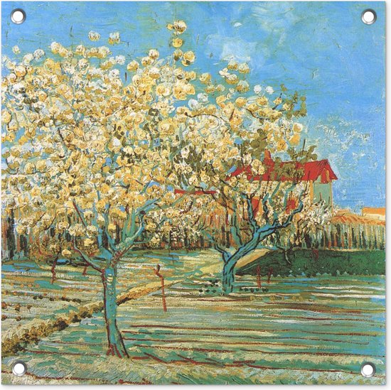 Tuinposters Boomgaard in bloei - Vincent van Gogh - 50x50 cm - Tuindoek - Buitenposter