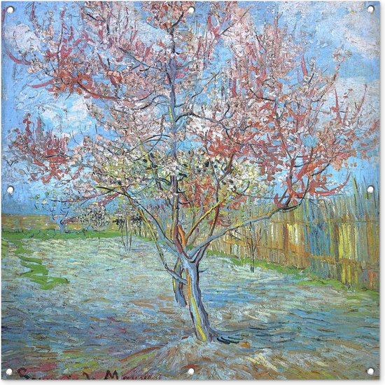 Tuindoek De roze perzikboom - Vincent van Gogh - 100x100 cm