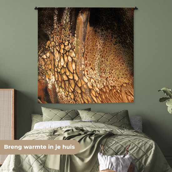 Tenture murale - Tissu mural - Peinture acrylique - Verser - Marron - 120x120 cm - Tapisserie