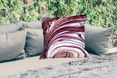 Sierkussen Buiten - Marmer - Roze - Goud - Glitter - Marmerlook - Luxe - 60x60 cm - Weerbestendig