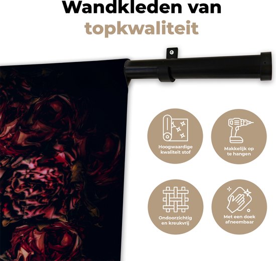 Wandkleed - Wanddoek - Vrouw - Bloemen - Henna - Portret - 180x120 cm - Wandtapijt