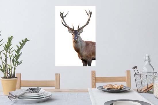 Stickers Stickers muraux - Cerf - Bois - Wit - 40x60 cm - Feuille adhésive