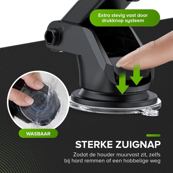 iSetchi Support Téléphone Voiture 3-en-1 - Ventouse Extra Robuste & 2 Pinces Grille d'Air - Support Voiture - Convient également aux Grilles Rondes - Universel - Pour iPhone, Samsung & Android