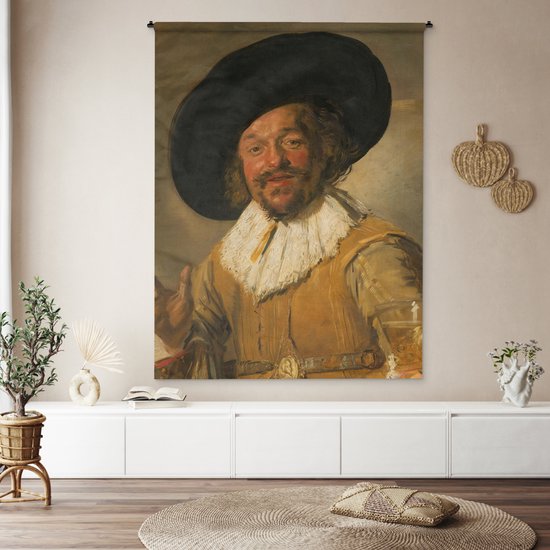 Wandkleed - Wanddoek - De vrolijke drinker - Schilderij van Frans Hals - 150x200 cm - Wandtapijt