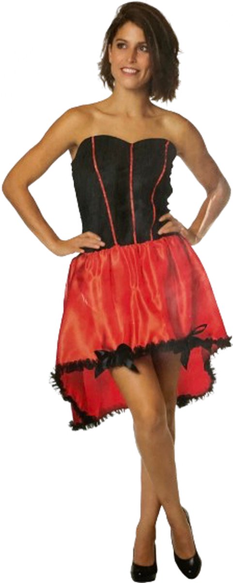 Vurige Elegance: Spaanse Flamingo Jurk - Met Korset achtig Topje voor Carnaval Dames maat M