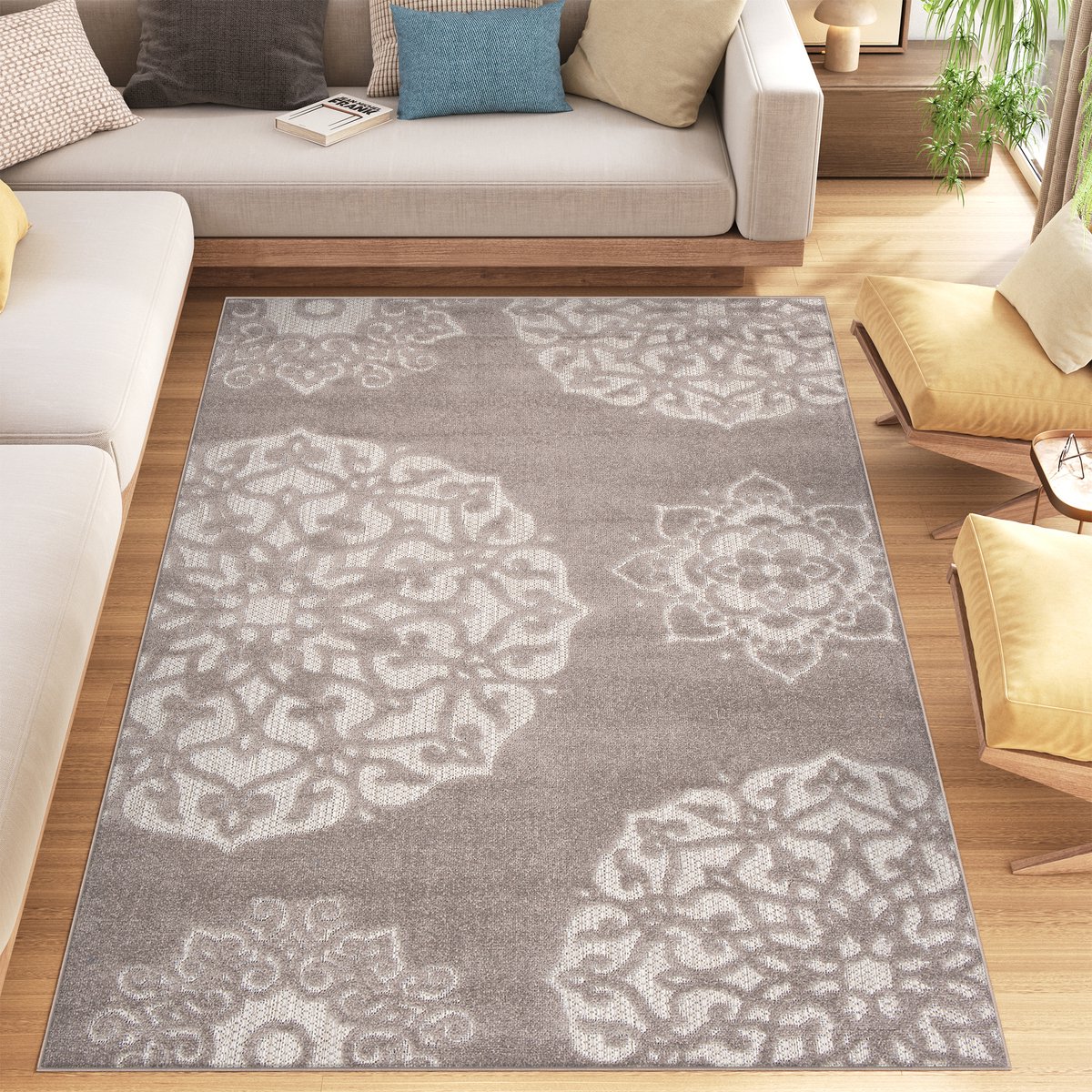 Tapiso Patio Indoor Tapijt Buitenkleed Grijs Tuintapijt Outdoor Modern Maat- 160x220