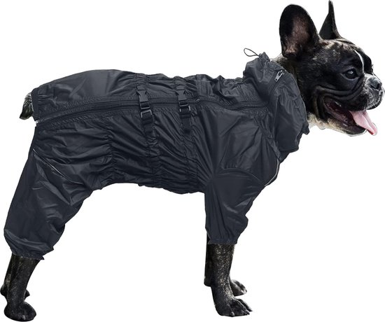 Zunea Waterdichte hondenregenjas met capuchon voor kleine en middelgrote honden, polkadot lichtgewicht 4-poten puppy-regenjas met harnasgat, verstelbare regenjas Slicker nat weer huisdier
