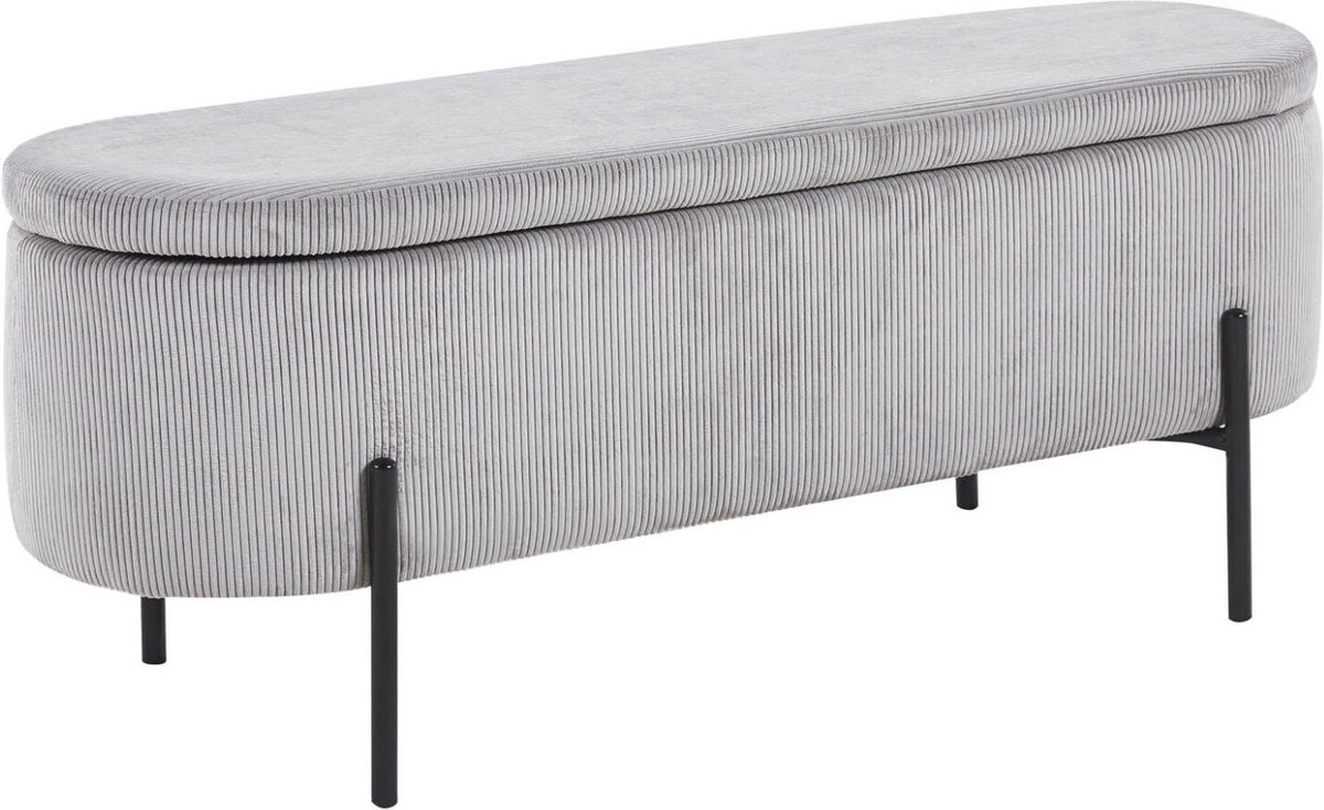 Opbergbank Lieke Lichtgrijs - Stof - Breedte 110 cm - Diepte 40 cm - Hoogte 44 cm