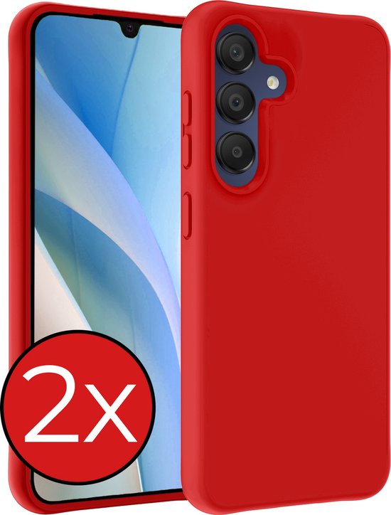 Coque Compatible avec Samsung A15 Coque Siliconen Case Cover - Coque adaptée pour Samsung Galaxy Galaxy A15 Case Cover Case - Rouge - 2 PACK
